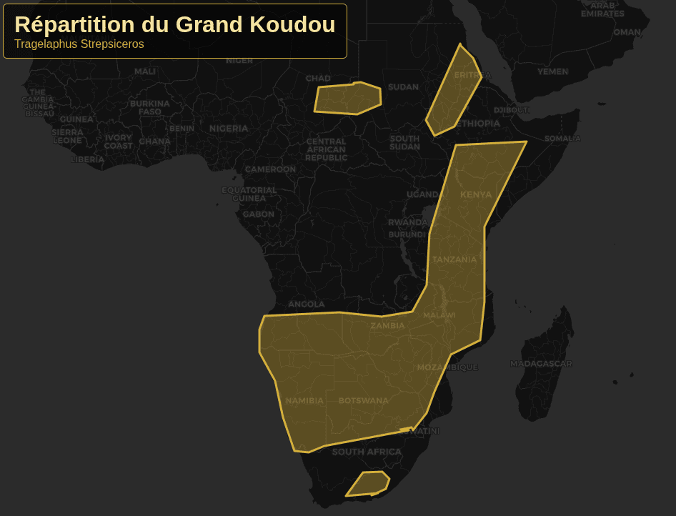 Répartition approximative du Grand Koudou